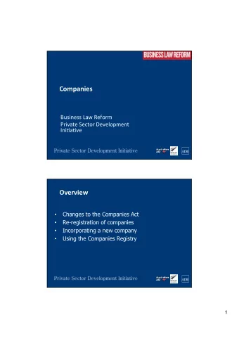 Companies      Business  Law  Reform    Private  Sector  Development