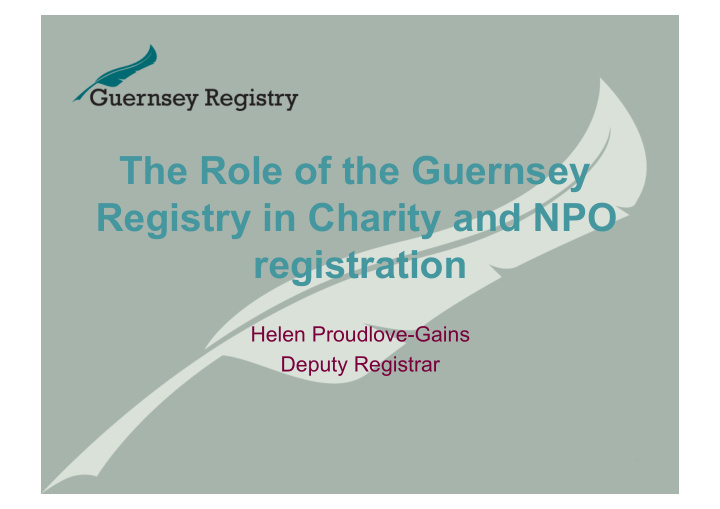 the role of the guernsey registry in charity and npo