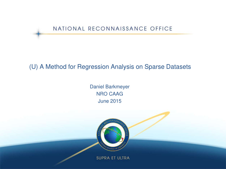 u a method for regression analysis on sparse datasets