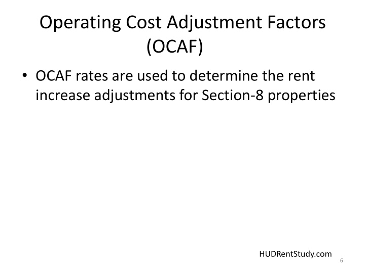 operating cost adjustment factors