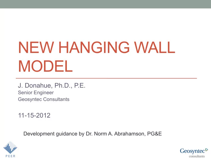 new hanging wall model