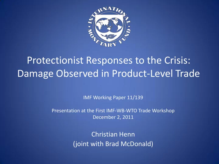 damage observed in product level trade