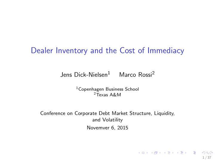 dealer inventory and the cost of immediacy