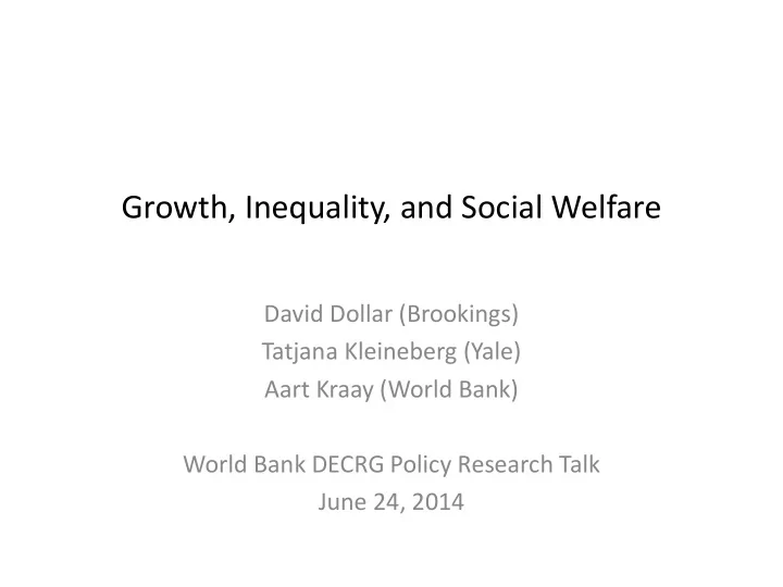 growth inequality and social welfare