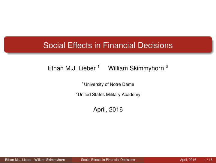 social effects in financial decisions