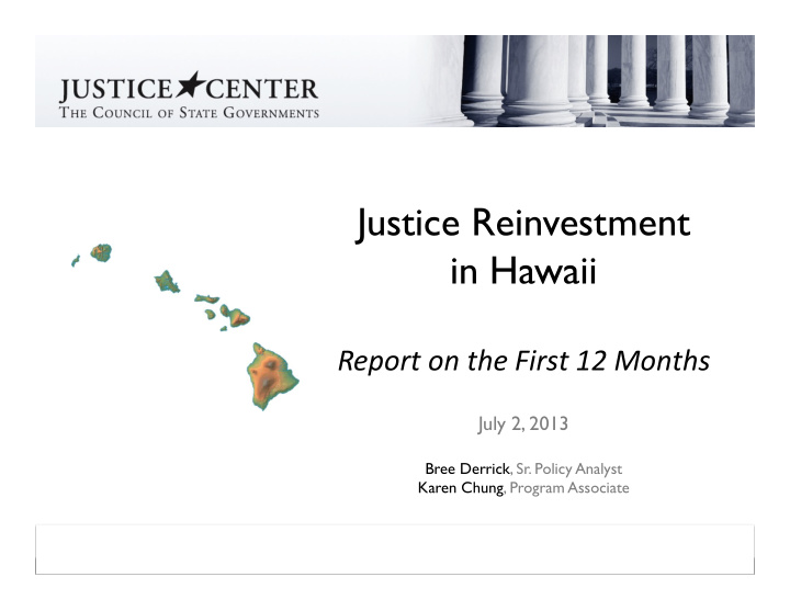 justice reinvestment in hawaii