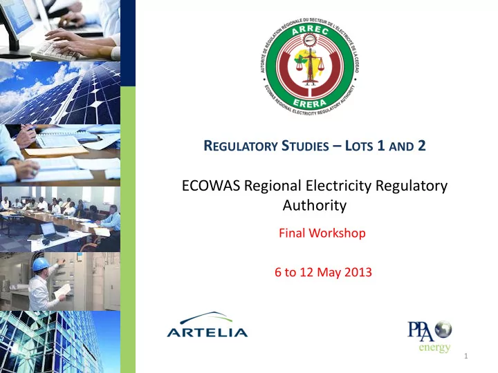 r egulatory s tudies l ots 1 and 2 ecowas regional