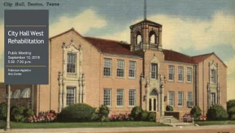 Rehabilitation  Public Meeting  September 10, 2018  5:30 -7:30 p.m.  Patterson-Appleton  Arts