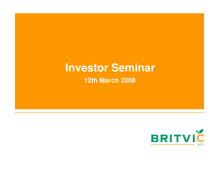 investor seminar