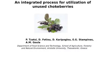 An integrated process for utilization of  unused chokeberries  P  . Tzatsi, D. Fotiou, D.