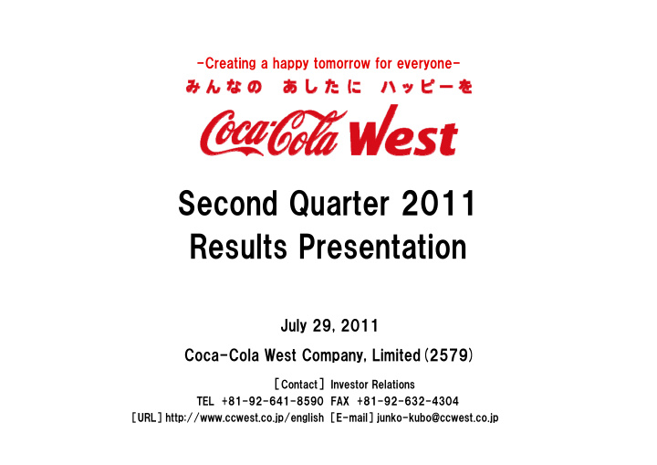 second quarter 2011 results presentation