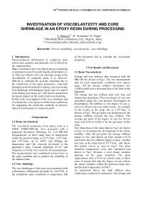 investigation of viscoelasticity and cure shrinkage in an