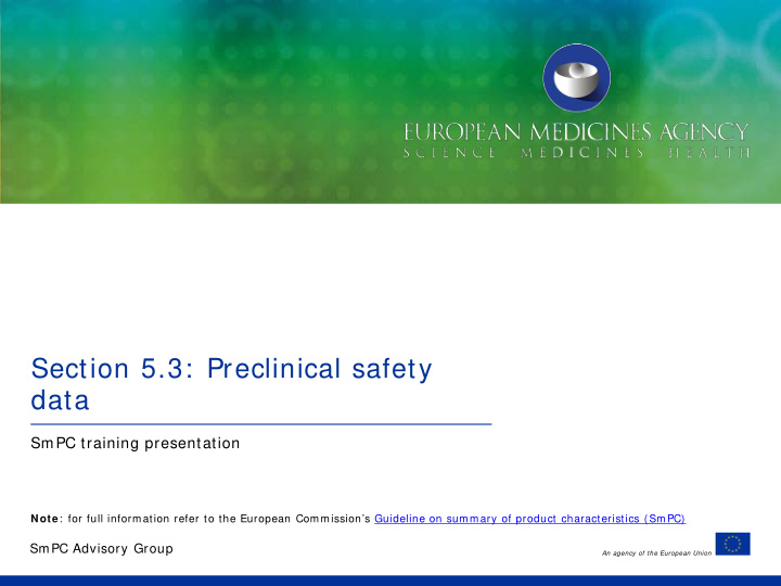 section 5 3 preclinical safety data