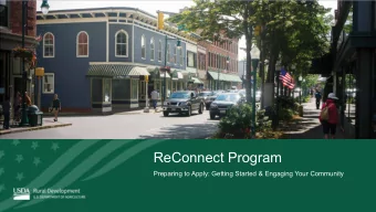 ReConnect Program  Preparing to Apply: Getting Started &amp; Engaging Your Community  Preparing to