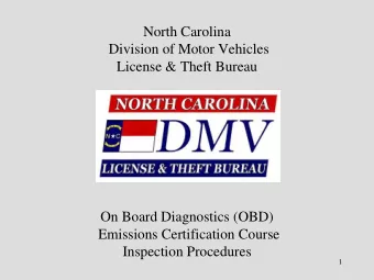 North Carolina  Division of Motor Vehicles  License &amp; Theft Bureau  On Board Diagnostics (OBD)