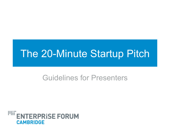 the 20 minute startup pitch