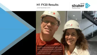 H1 FY20 Results  Contact  22nd November 2019 David Sowerby (Chief Revenue O ffi cer) and  Amaya