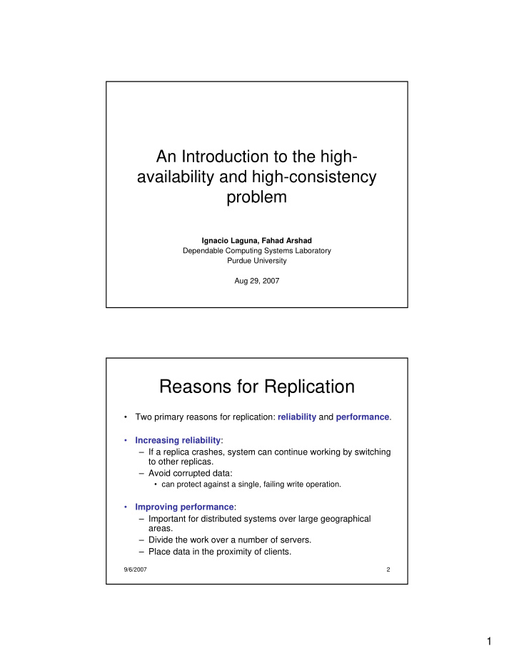 reasons for replication