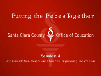 Putting  the  Pie c e s T  o g e the r  Se ssion 4  I  mple me ntatio n, Co mmunic atio n and Re