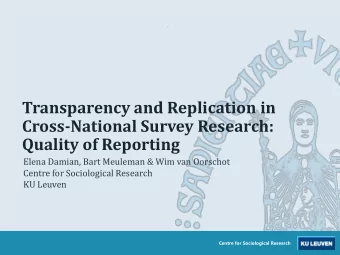 Transparency and Replication in  Cross-National Survey Research:  Quality of Reporting  Elena