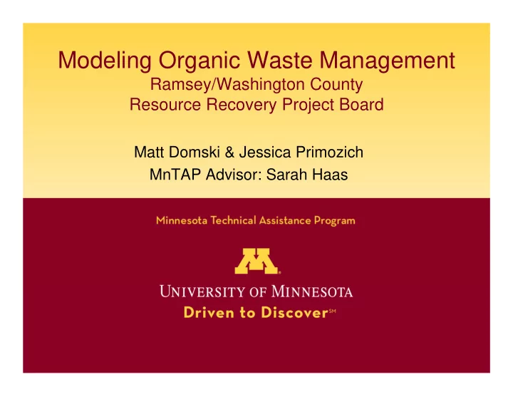 modeling organic waste management