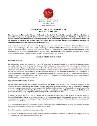 Suite 650  669 Howe Street  Vancouver, British Columbia  V6C 0B4  Canada  www.japangold.com