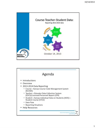 Agenda  Introductions  Overview  2013-2014 Data Reporting  Course  Kansas Course