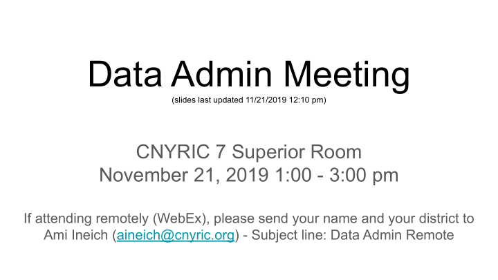 data admin meeting