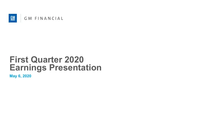 first quarter 2020 earnings presentation