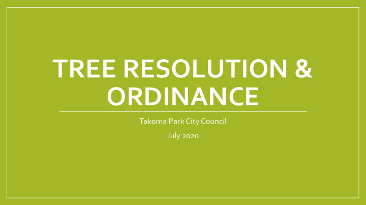 tree resolution ordinance