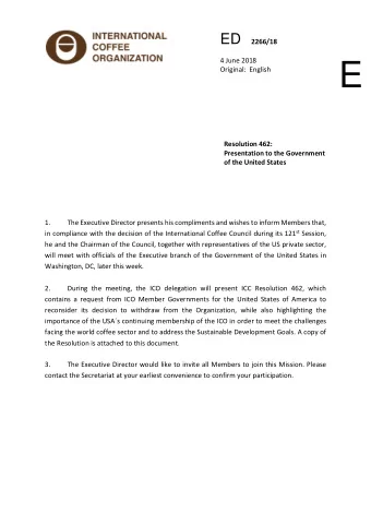 E  Original:  English  Resolution 462:  Presentation to the Government  of the United States  1.