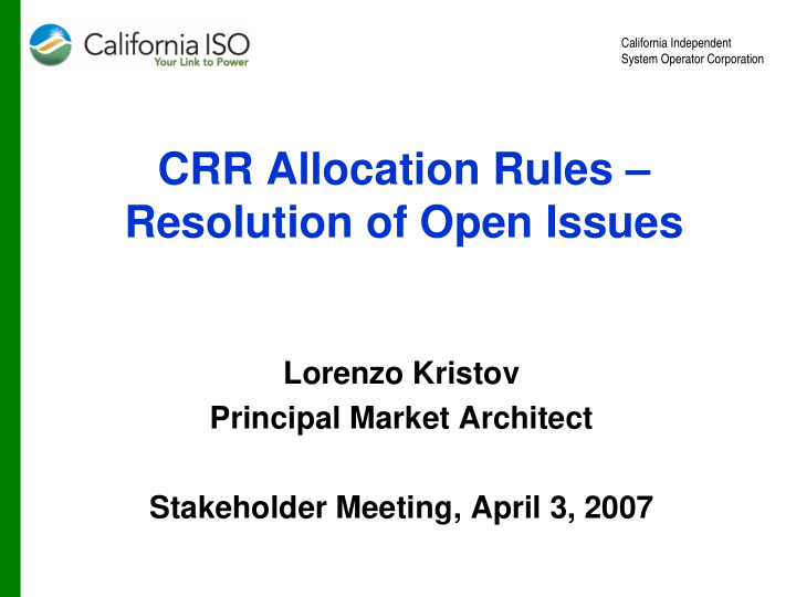 crr allocation rules resolution of open issues
