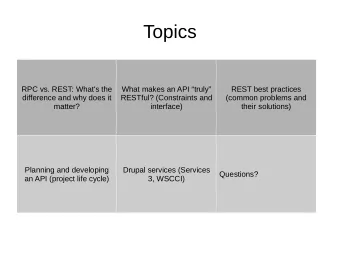 Topics  RPC vs. REST: What's the  What makes an API truly  REST best practices  difference