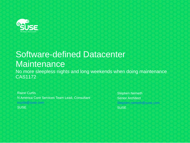software defined datacenter maintenance