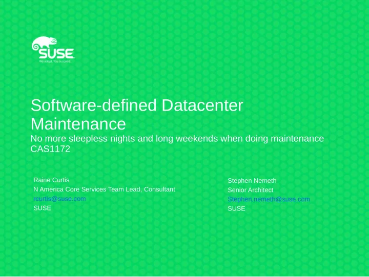 software defined datacenter maintenance