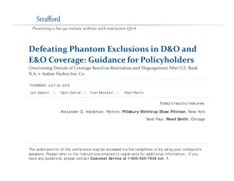 Defeating Phantom Exclusions in D&amp;O and E&amp;O Coverage: Guidance for Policyholders Overcoming