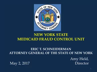 ERIC T. SCHNEIDERMAN  ATTORNEY GENERAL OF THE STATE OF NEW YORK  Amy Held,  May 2, 2017