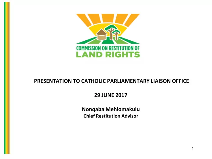 presentation to catholic parliamentary liaison office 29