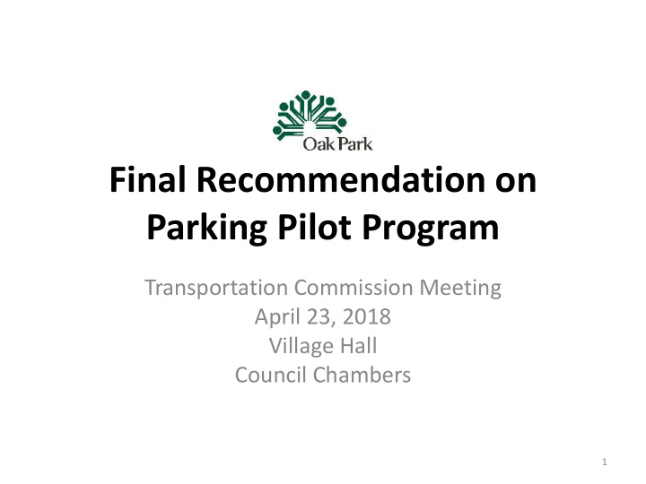 final recommendation on parking pilot program