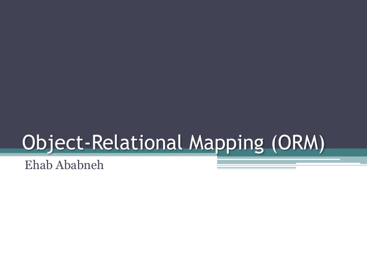 object relational mapping orm