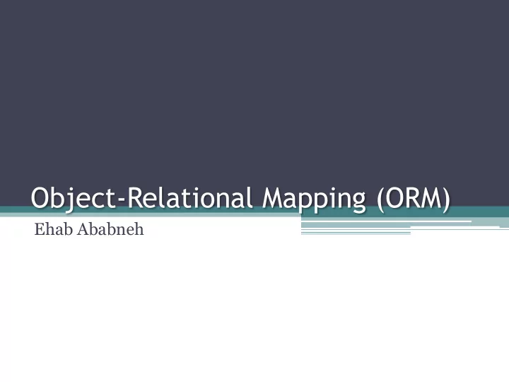 object relational mapping orm
