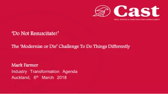 Do Not Resuscitate! The  Mode  derni  nise se or Die Challenge To Do Things Differently