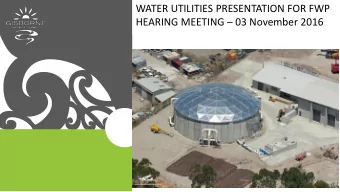 WATER UTILITIES PRESENTATION FOR FWP HEARING MEETING  03 November 2016  The Current Problem