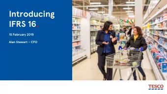 IFRS 16.  15 February 2019 Alan Stewart  CFO  Agenda.    Introduction    Key principles of