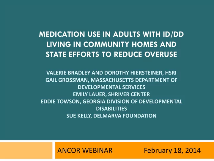 medication use in adults with id dd living in community