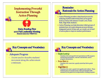 Implementing Powerful  Implementing Powerful  Ratio  ionale  le fo  for A  Actio  ion P  Pla