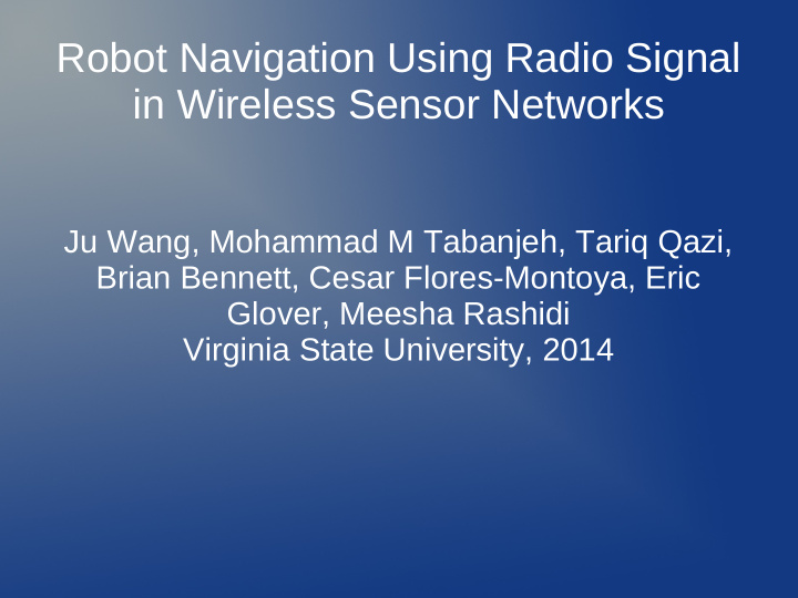 robot navigation using radio signal in wireless sensor
