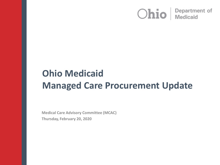 ohio medicaid managed care procurement update