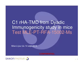 C1 rHA-TMD from Dyadic  Immunogenicity study in mice  Test MLE-PT-RFA-15002-Ms  Mise  jour du 14
