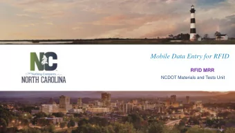 Mobile Data Entry for RFID  RFID MRR  NCDOT Materials and Tests Unit  Welcome  Transportation  2